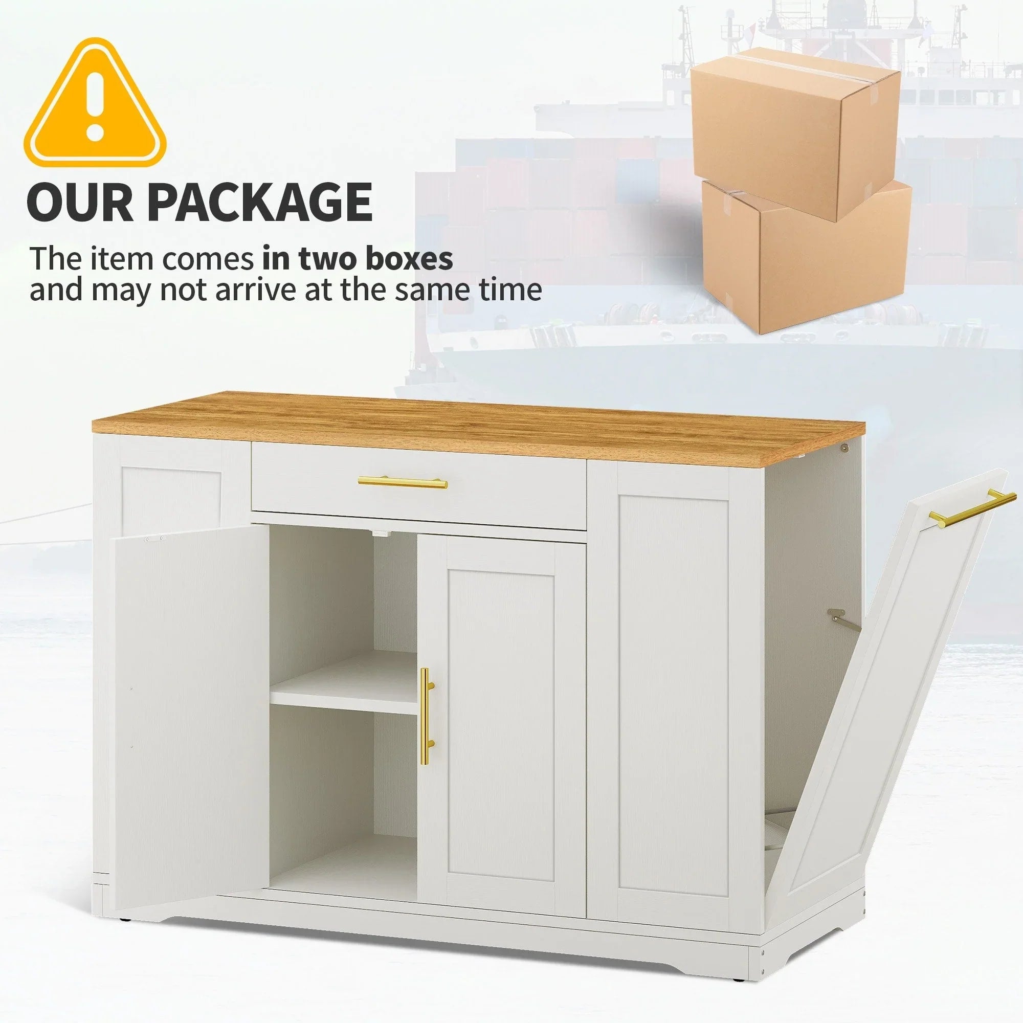 Moasis 53-inch Rolling Kitchen Island Storage Cabinet Portable Mobile Kitchen Cart – Image 10