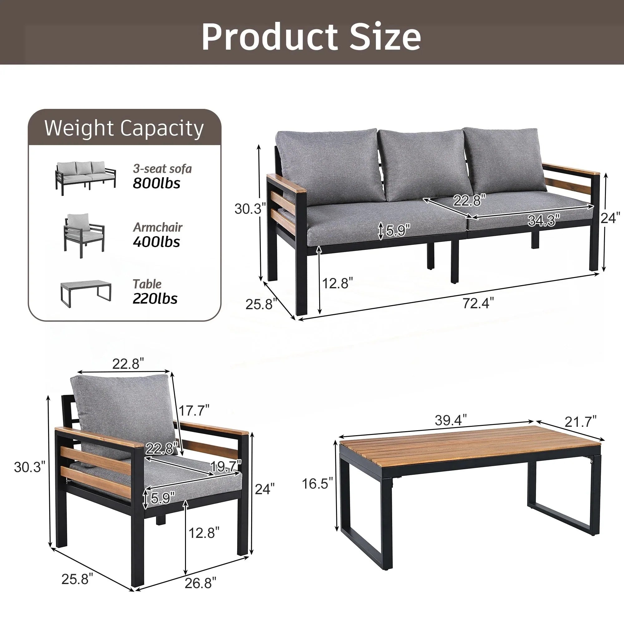 4-Piece Outdoor Furniture Sofa Set – Image 22