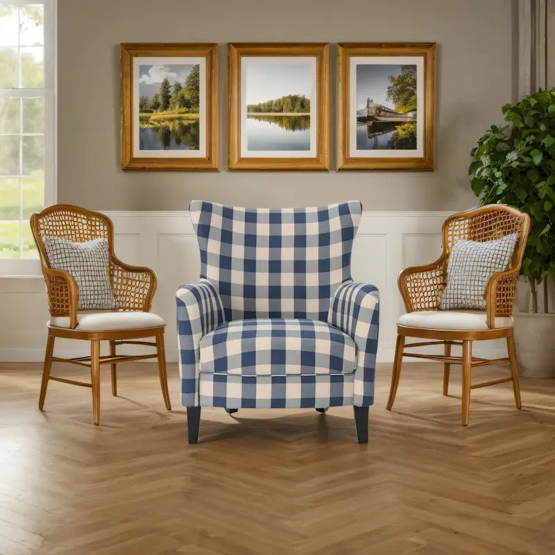 Modern Retro 30.25 High Back Upholstered Arm Chair with Wood Legs for Living Room – Image 19