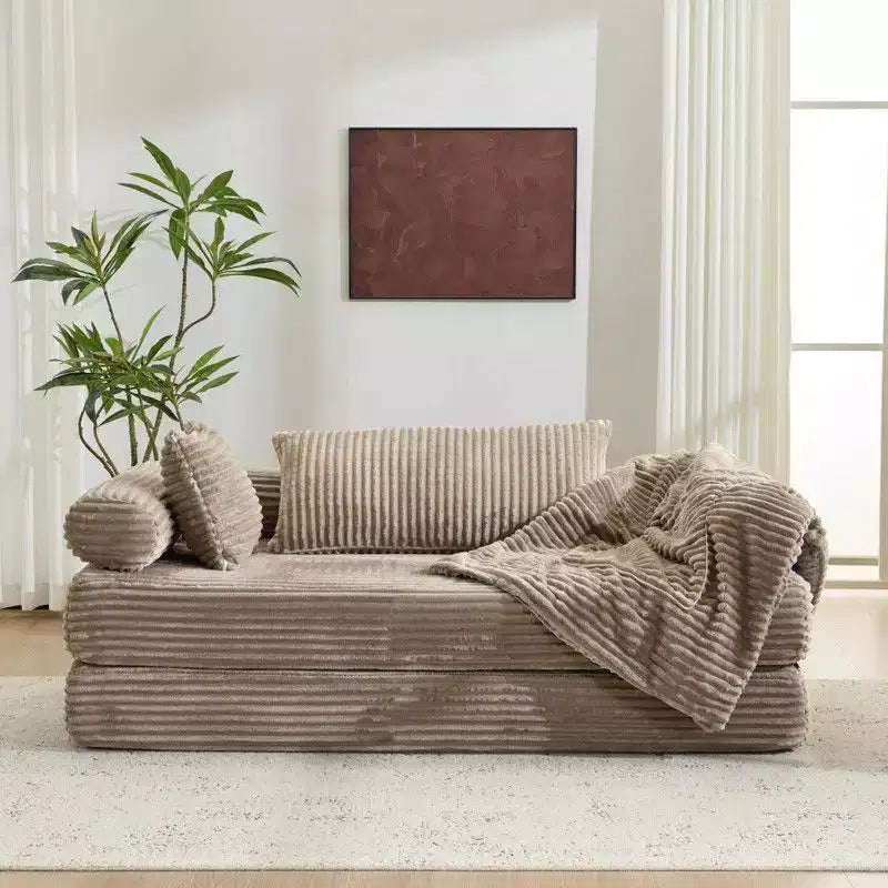 Dark Gray / Gray / Green / Sea Blue Corduroy Convertible Sleeper Sofa Bed, 2-Seater – Image 11