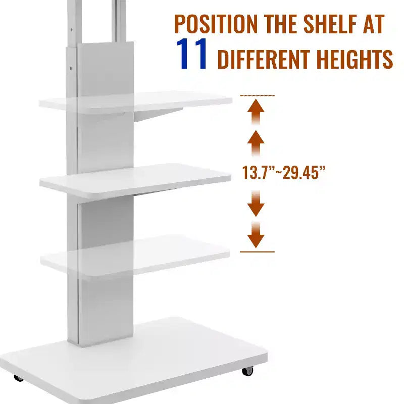 TV Stand for 32-75 TVs, Adjustable Height Mobile TV Cart with Drawer and Wheels for Living Room, Bedroom, Offices -ModernLuxe – Image 39