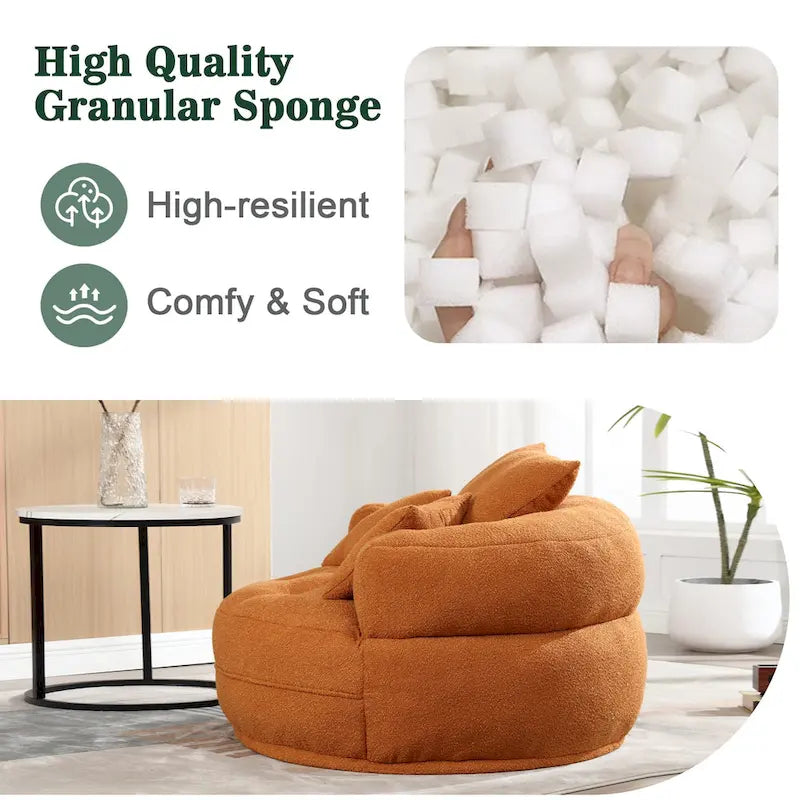 Round Lazy Sofa Chair – White/Blue/Grey/Yellow/Orange/Rose Red/Navy/Green, Single & Couple Seat – Image 39