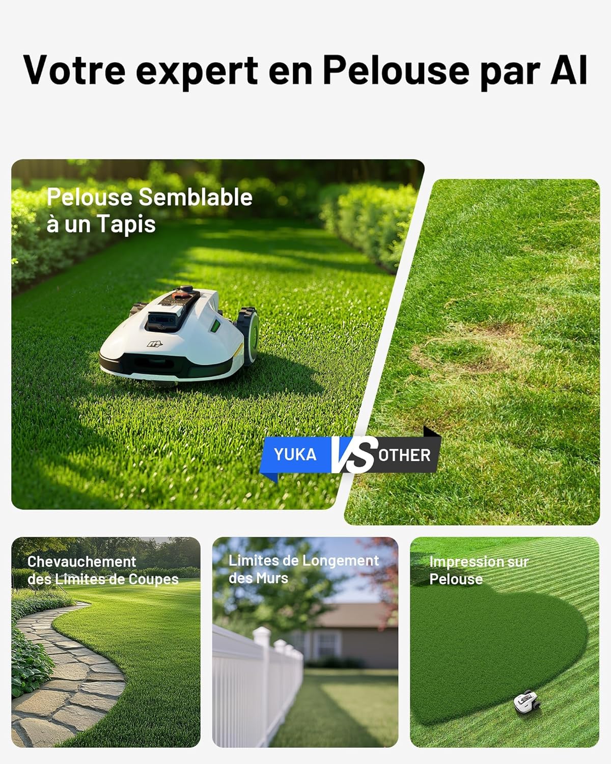 MAMMOTION YUKA 2000 Robot Tondeuse sans Fil Périphérique, NetRTK+Vision, Aucune Antenne RTK Requise, Recommandé 2000 m², Max. 2400 m², Pelouse Semblable à Un Tapis, Disque de Coupe Double, Module 4G – Image 8