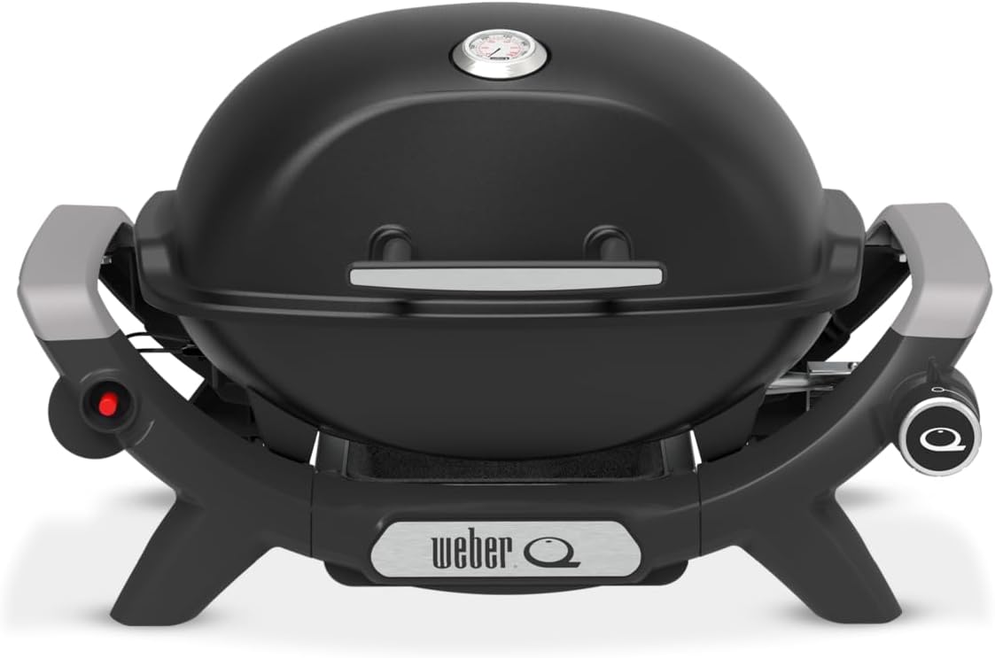 Weber Barbecue à gaz Q 1100N / Barbecue portable léger pour camping, patios et balcons avec brûleur haute efficacité, grilles en fonte émaillée et allumage électronique, noir – Image 2