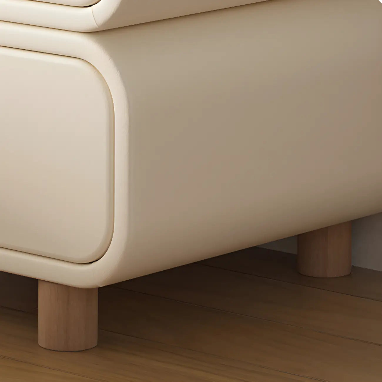 Pleather Scandinavian Nightstand With Faux Leather Finish – Image 30
