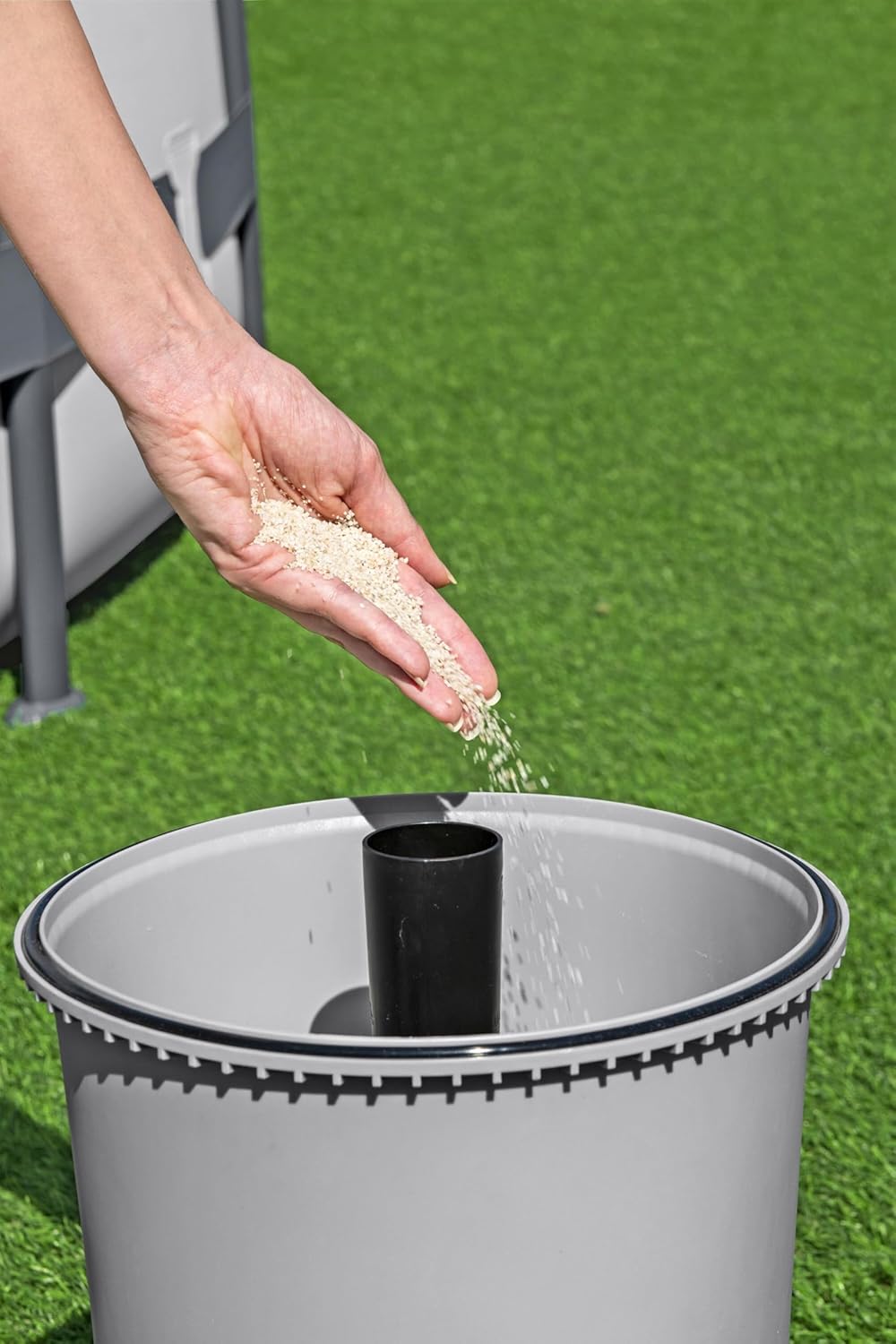 Bestway Pompe de filtration à sable pour piscine hors sol 3 596 L - 30,6 cm x 30,6 cm x 62 cm - Gris/Vert – Image 2