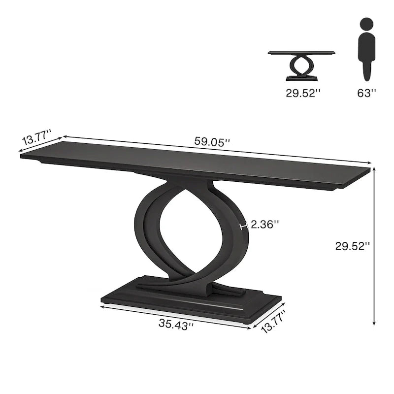59 Inch Console Table for Entryway, White Farmhouse Sofa Tables for Living Room – Image 13