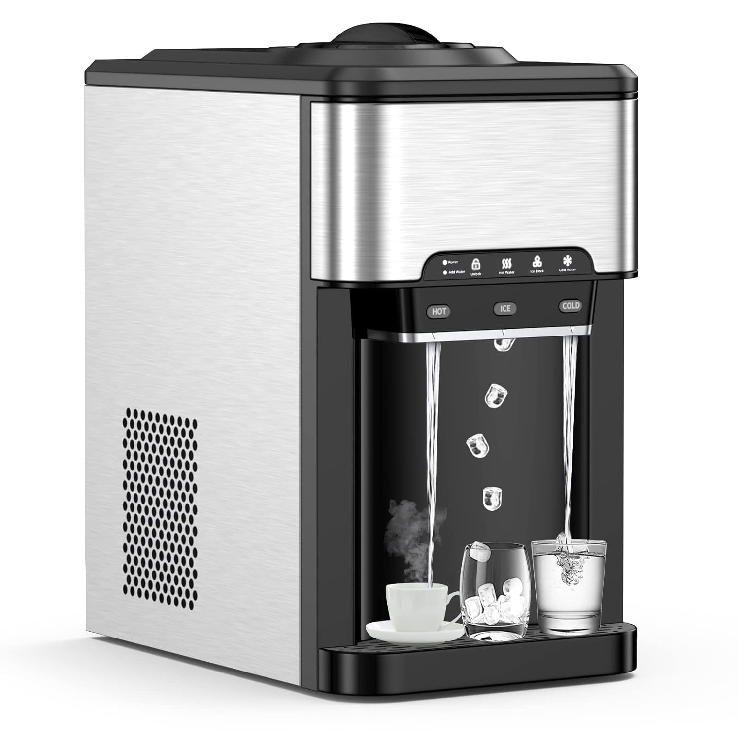 GOPLUS Machine à Glaçons 3 en 1 avec Glace, Eau Chaude et Froide, Distributeur d'Eau avec Réservoir 3 L,Capacité de Fabrication de Glace 18,1KG/24H,Machine à Boire avec Contrôle Tactile – Image 8