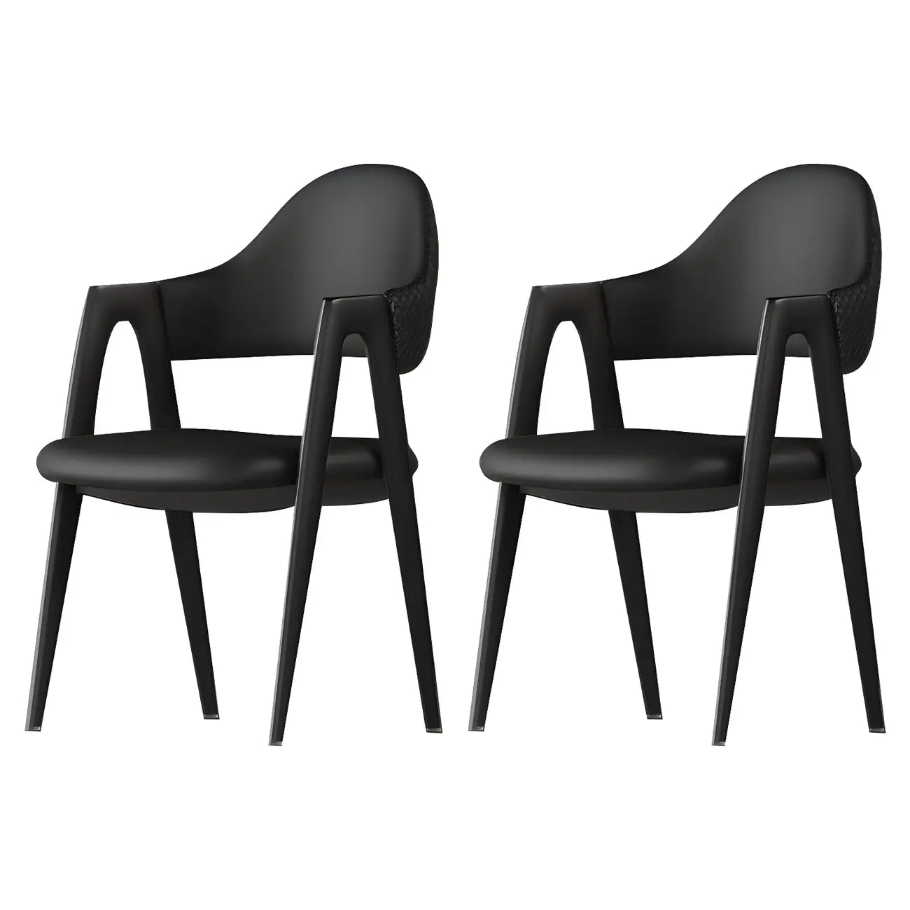 Modern Leather Curved Open Back Arm Dining Chair – Image 49