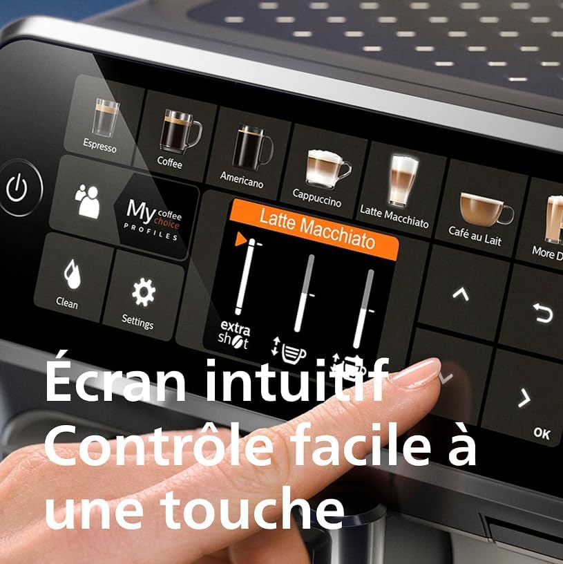 Expresso broyeur Série 5400 – 12 Spécialités de Café, Carafe LatteGo facile à nettoyer, Ecran intuitif, 4 Profils Utilisateur, Machine à café à grain Noir (EP5441/50) – Image 4