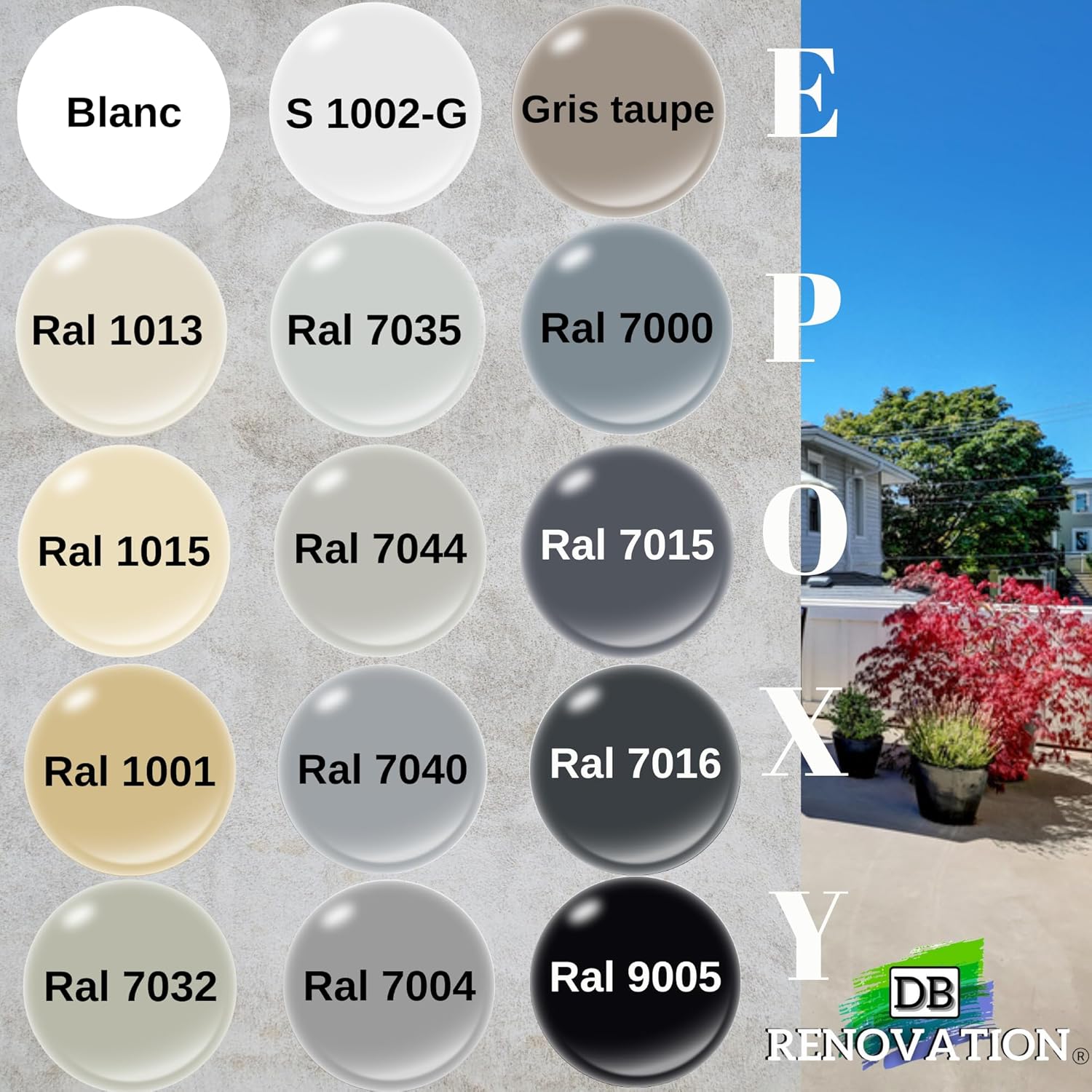 DB Rénovation Résine Epoxy Peinture sol Terrasse, balcon - Haute résistance Extérieur, Prêt à l'emploi - Gris fenêtre 9KG – Image 3
