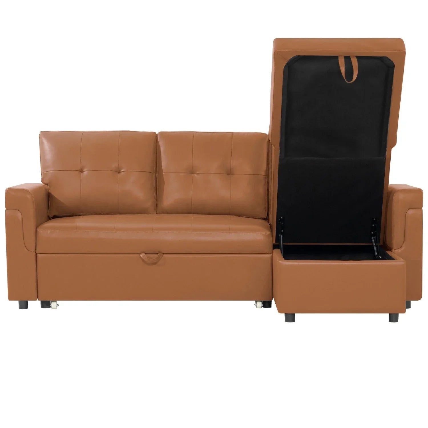 Convertible Reversible Sectional Sofa with Pull-Out Sleeper Bed, Hidden Storage Chaise, and Durable Legs – Image 74