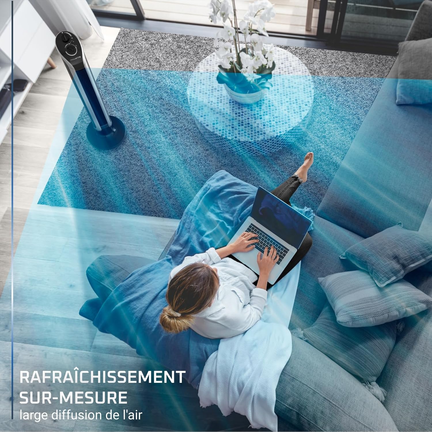 Rowenta Eole Infinite Ventilateur colonne, Rafraîchissement puissant & silencieux, Écoénergétique, Oscillation à 180°, 3 vitesses, Minuteur VU6620F2 – Image 6