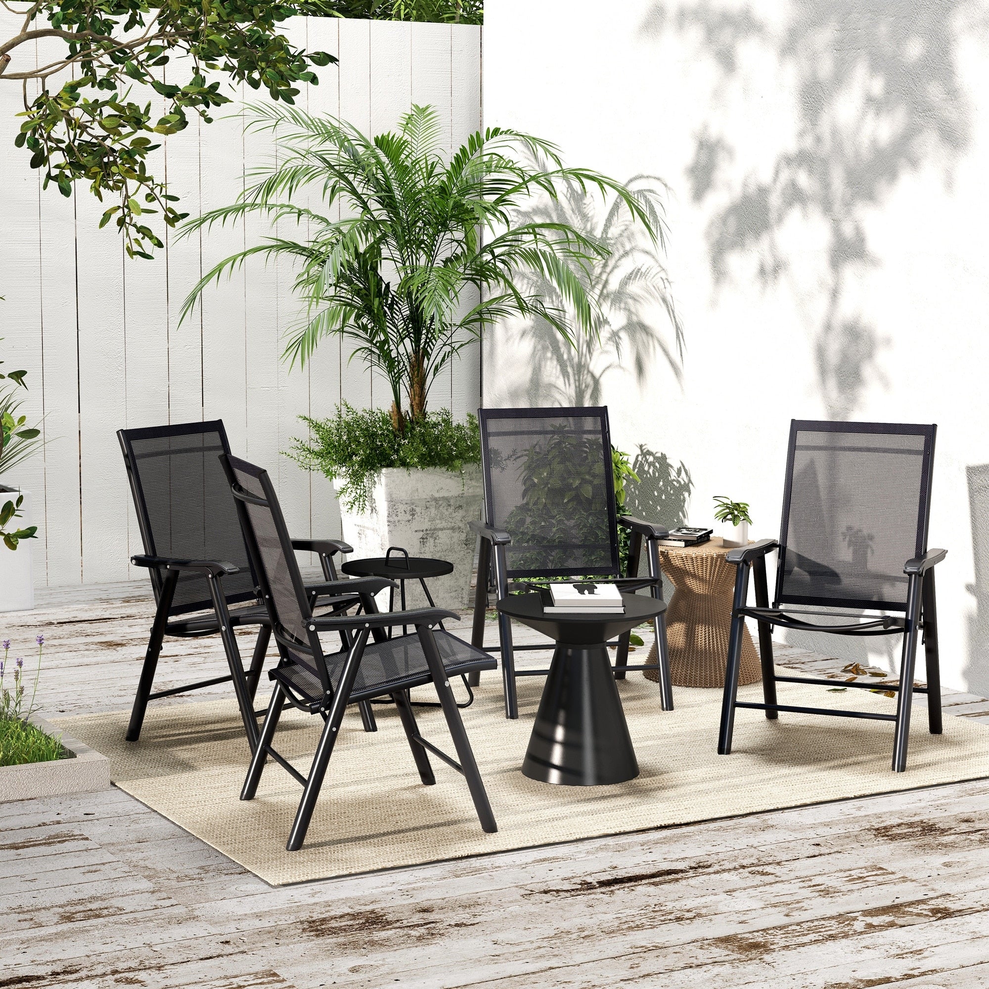 Outsunny 4-piece Folding Patio Chair Set with a Simple & Chic Design, Comfortable for the Deck, Garden, Yard & Travel – Image 17