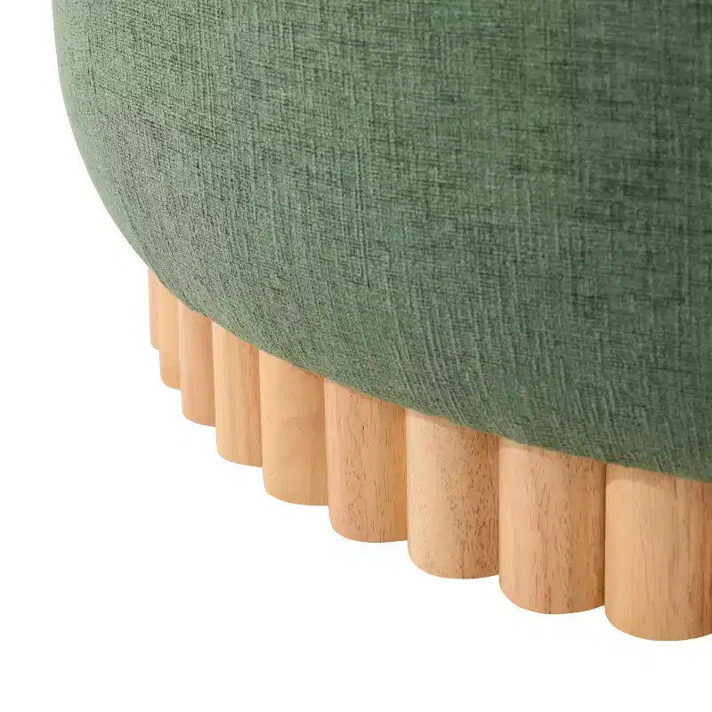 Polibi Round Storage Ottoman with Solid Wood Cylinder Base & Reversible Lid – Image 17
