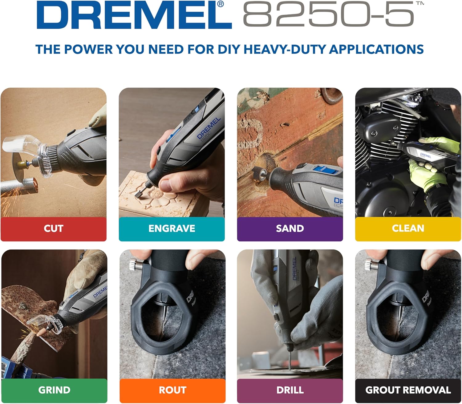 Dremel 8250 Outil rotatif sans fil 12 V 5 000-30 000 tr/min Kit d'outils multifonctions sans balais avec boîte Dremel, 65 accessoires, 5 accessoires et embouts, pour poncer, fraiser, graver – Image 2