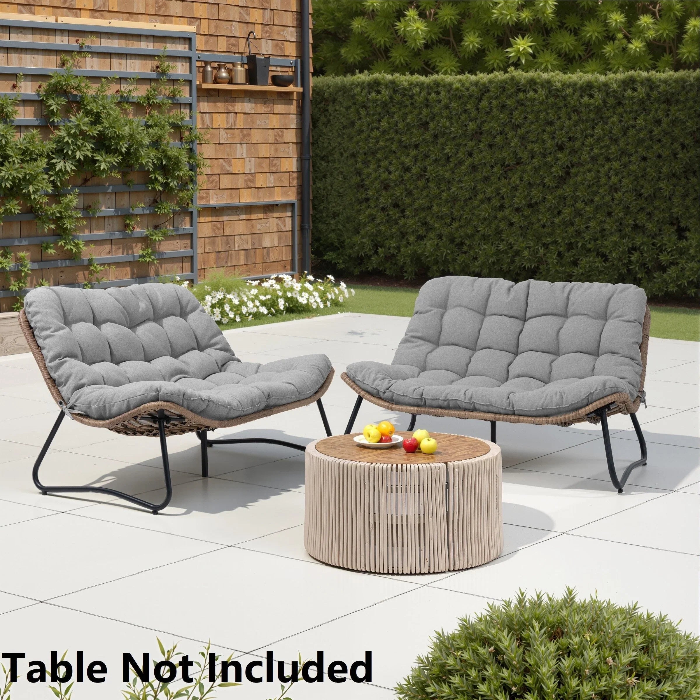 Double Papasan Chair Loveseat with Cushion, All-weather PE Rattan and Metal Frame for Indoor Outdoor – Image 15