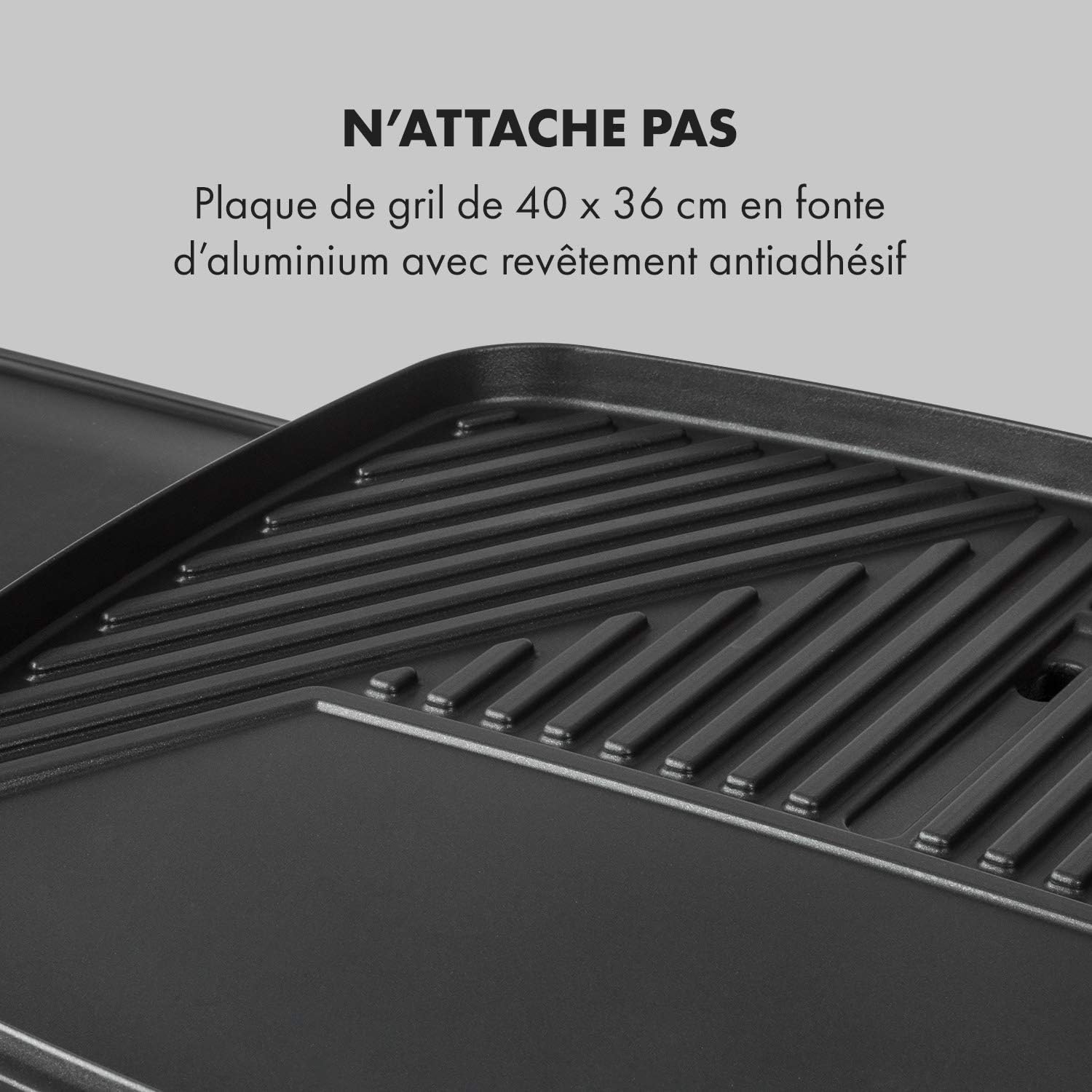 Klarstein Gatsby Gril électrique sur pied Gril de table : 2000 W, EasyGrill Concept, surface de gril: 40 x 36 cm/aluminium moulé sous pression/antiadhésif/couvercle, deux tables d'appoint, noir – Image 4