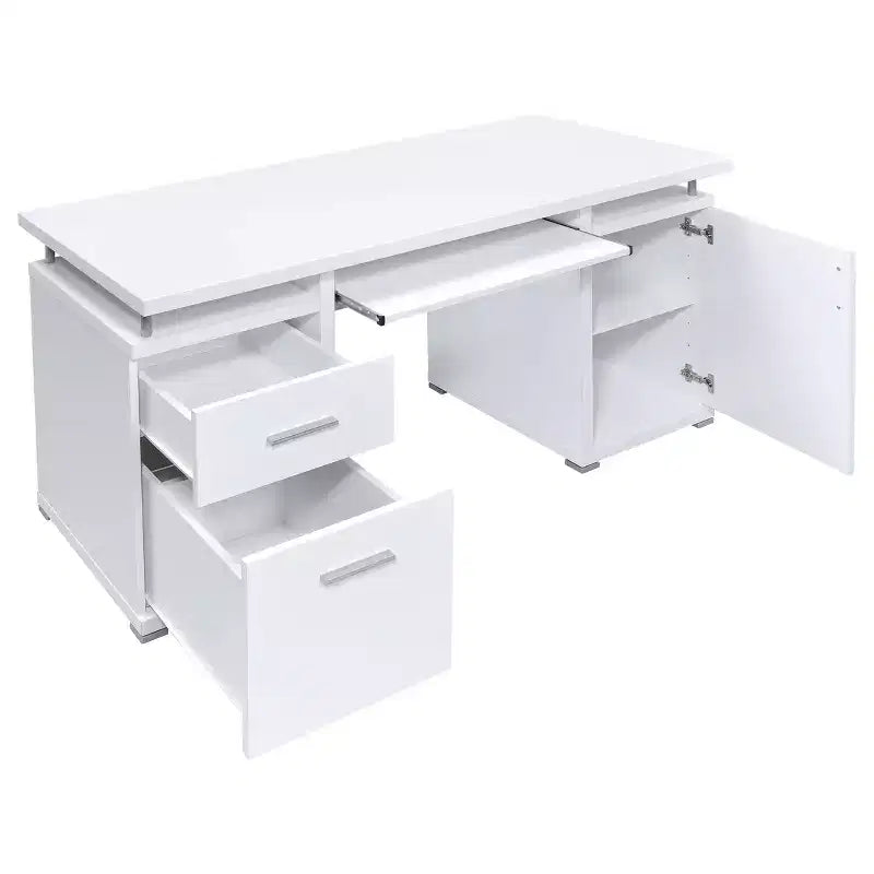 TUYOHW 55 Wooden Writing Desk,Office Computer Desk with 2 Drawers,1 Cabinet,1 Open Shelf,1 Door,Work Desk for Home Office,Study,Small Spaces – Image 8