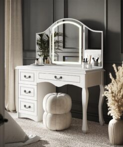 Vicco Coiffeuse Belle, Blanc, 120cm avec éclairage LED à intensité Variable