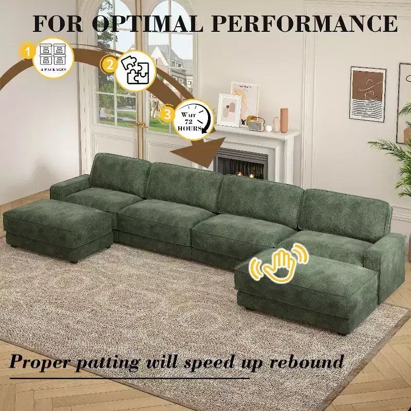 Dyonery 158 Extra Large Modular Sectional Sofa, CHENILLE Fabric with Deep Seat, Tool-Free Assembly – Image 11