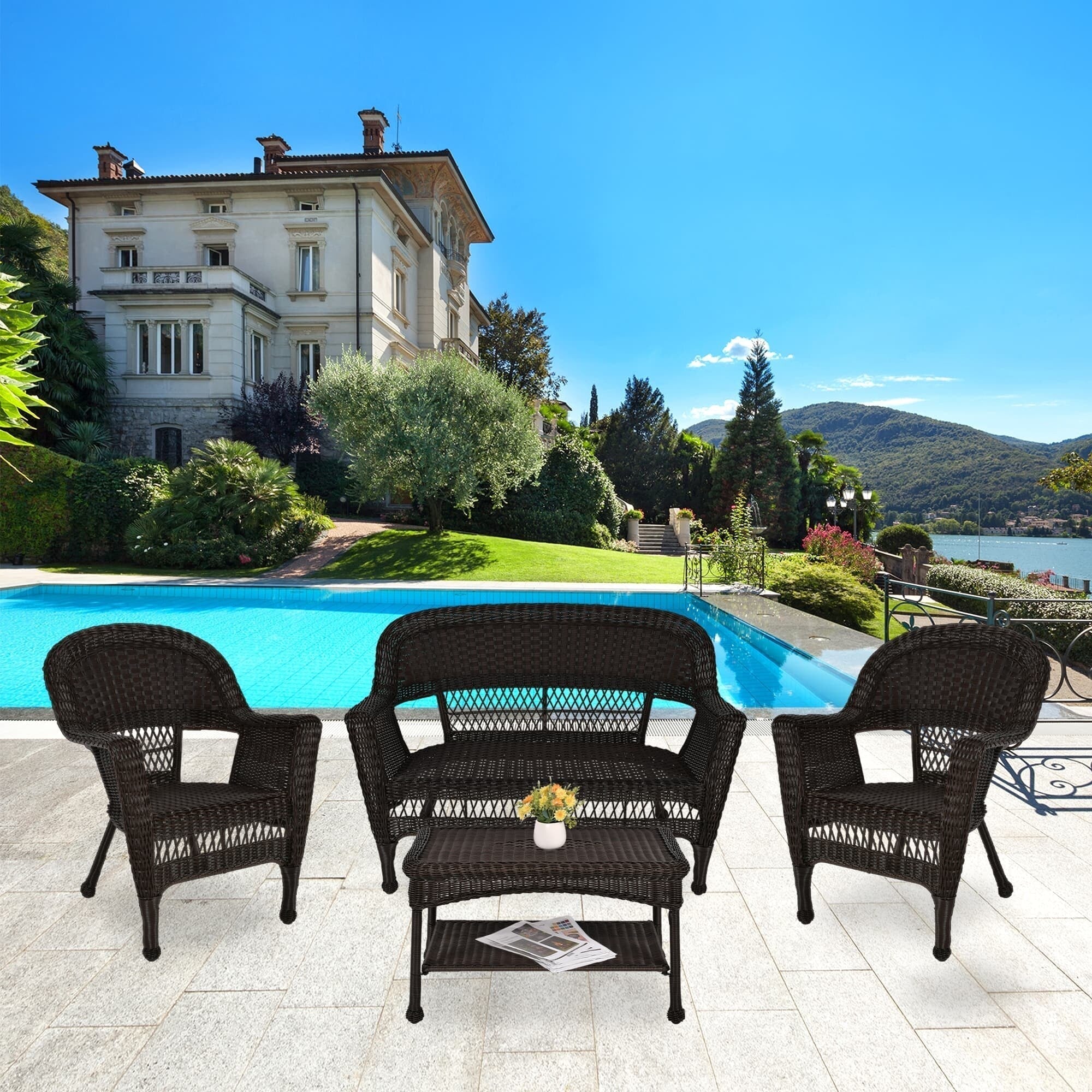 Wicker Patio 4-piece Conversation Set – Image 28