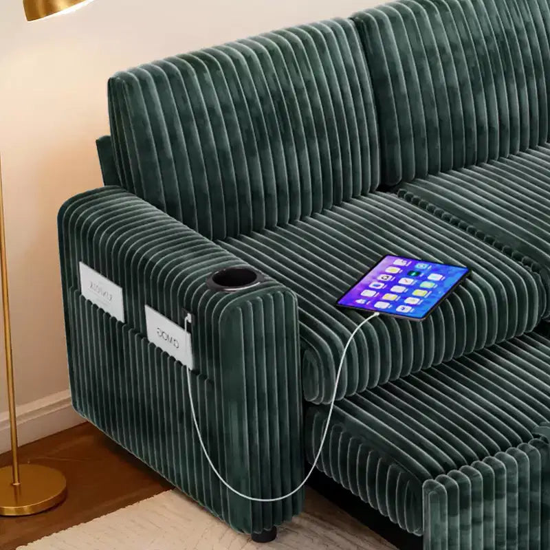 L-Shaped Sectional Sleeper Sofa with Pull-Out Bed, USB Ports & Storage – Image 31