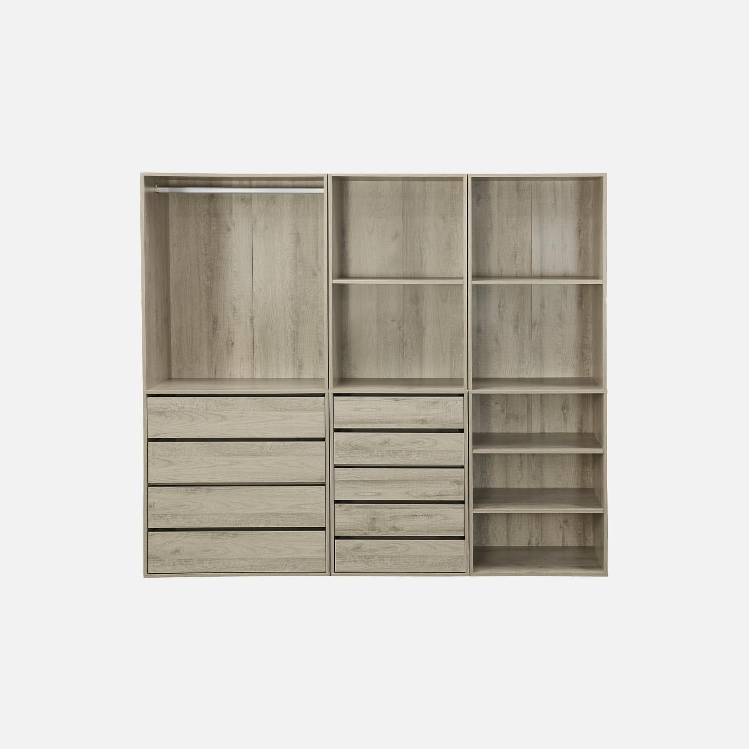 sweeek - Kit Dressing modulable 3 éléments MODULO. Naturel. 200 x 45 x 180 cm – Image 4