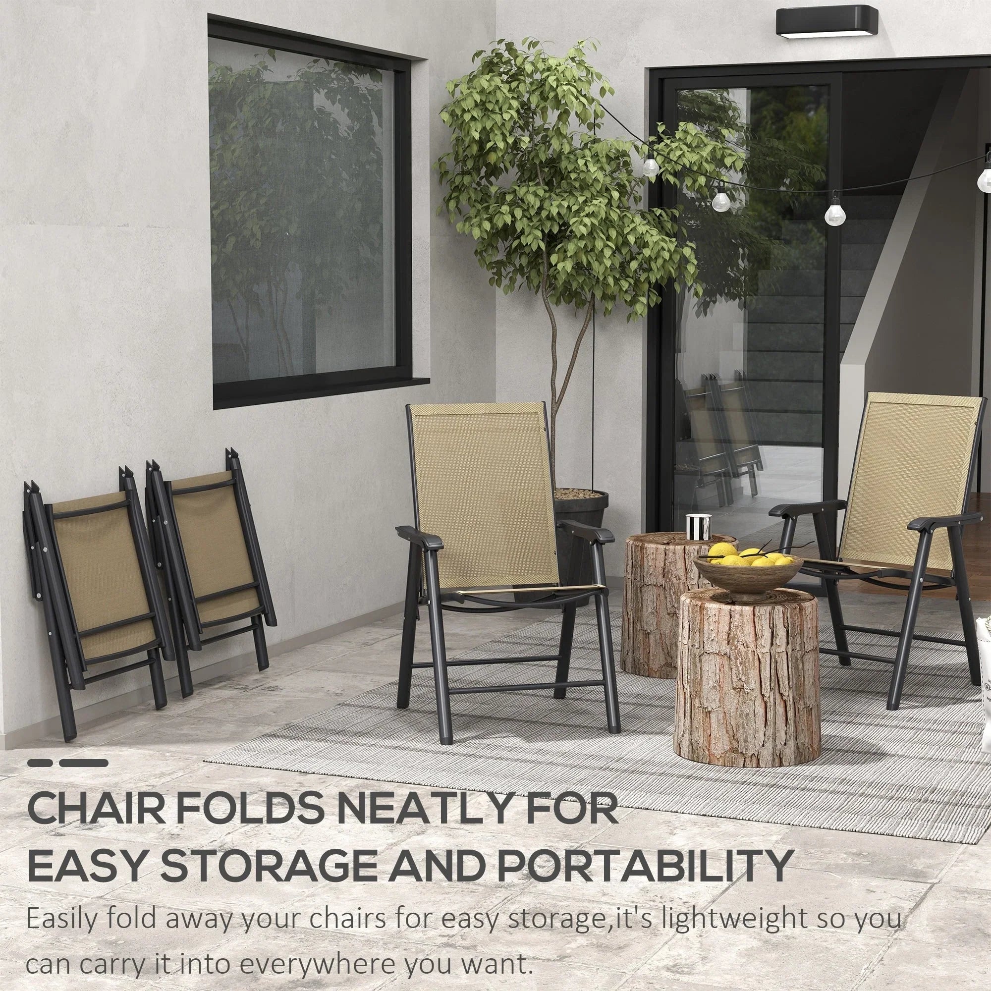 Outsunny 4-piece Folding Patio Chair Set with a Simple & Chic Design, Comfortable for the Deck, Garden, Yard & Travel – Image 27