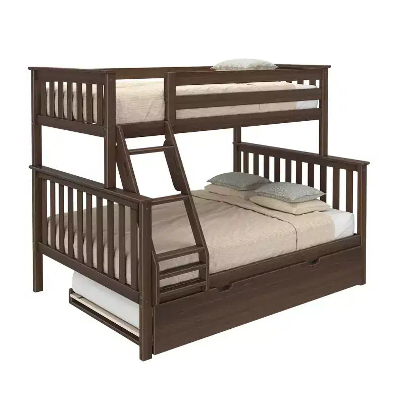 Max & Lily Solid Wood Bunk Bed, Twin over Full with Storage Trundle and Ladder for Kids – Image 24