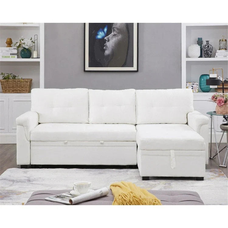 Convertible Reversible Sectional Sofa with Pull-Out Sleeper Bed, Hidden Storage Chaise, and Durable Legs – Image 60