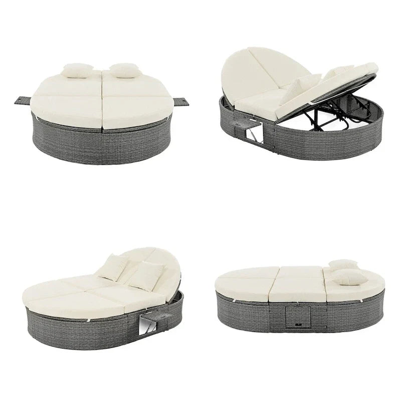 Outdoor Sun Bed Patio 2-Person Daybed with Cushions and Pillows – Image 12