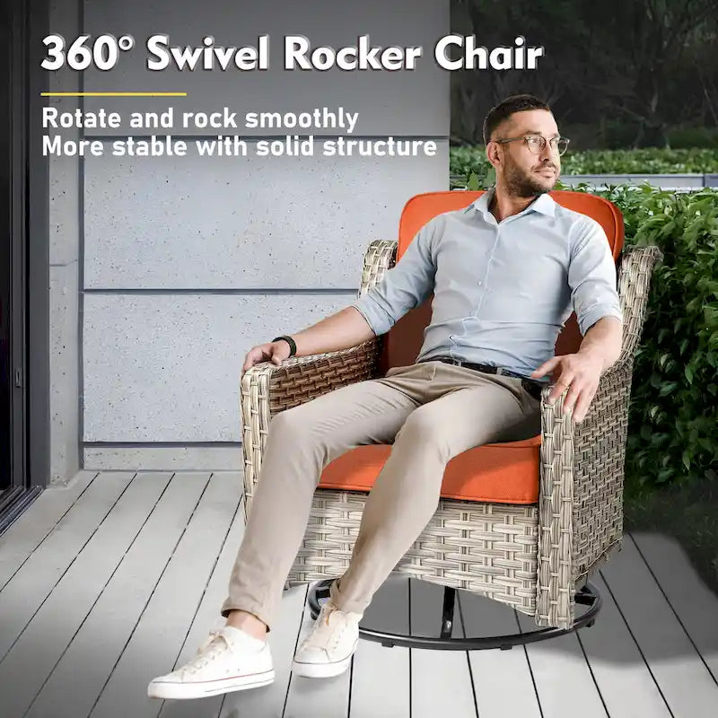 XIZZI 9-piece Outdoor Patio Furniture Conversation Set with Swivel Chair – Image 21