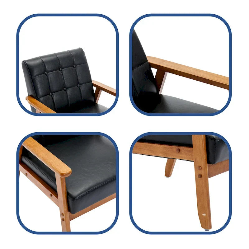 Mid Century Modern Accent Chairs Set of 2 with Side Table – Image 36