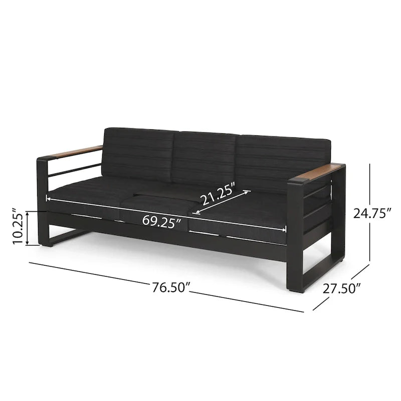 Giovanna Outdoor Aluminum 7 Seater Chat Set with Fire Pit by Christopher Knight Home – Image 6