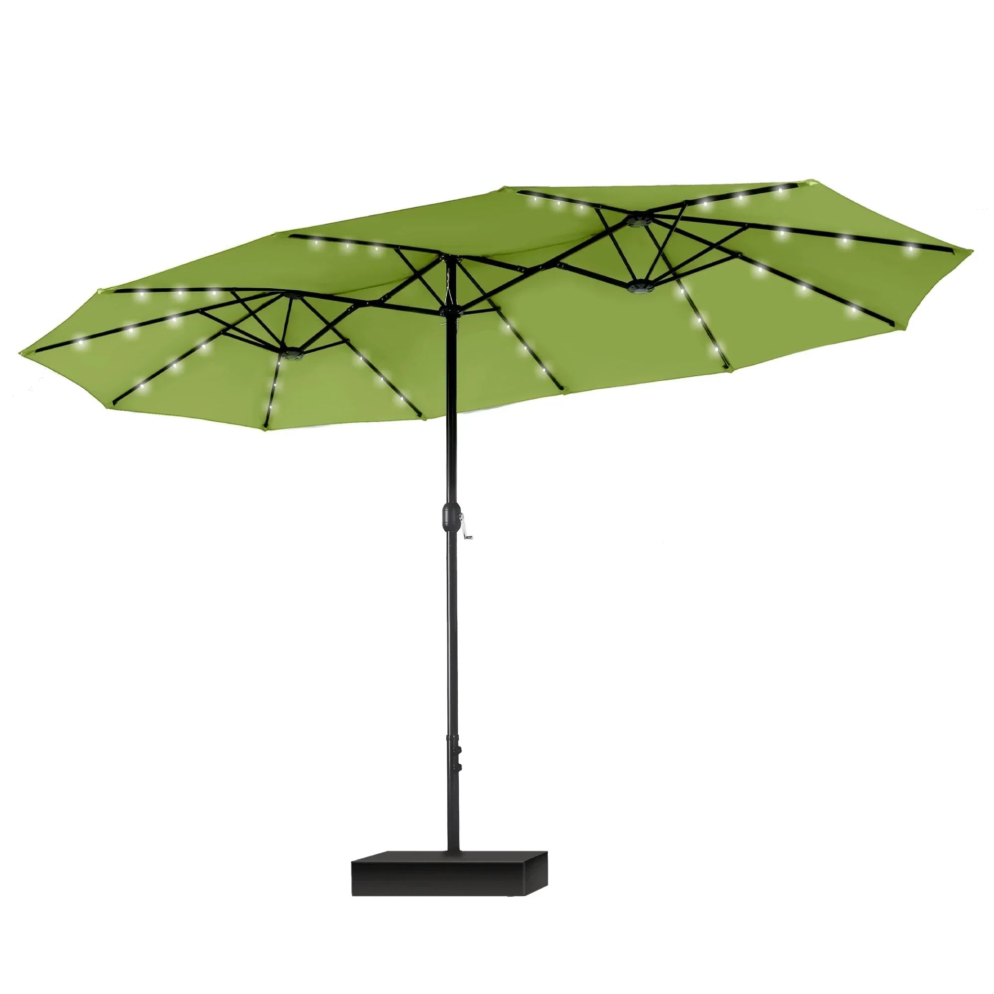MAISON ARTS 15-foot Rectangular Crank Double-sided Outdoor Market Umbrella Solar LED Lighted Patio Umbrella with Base Included – Image 89