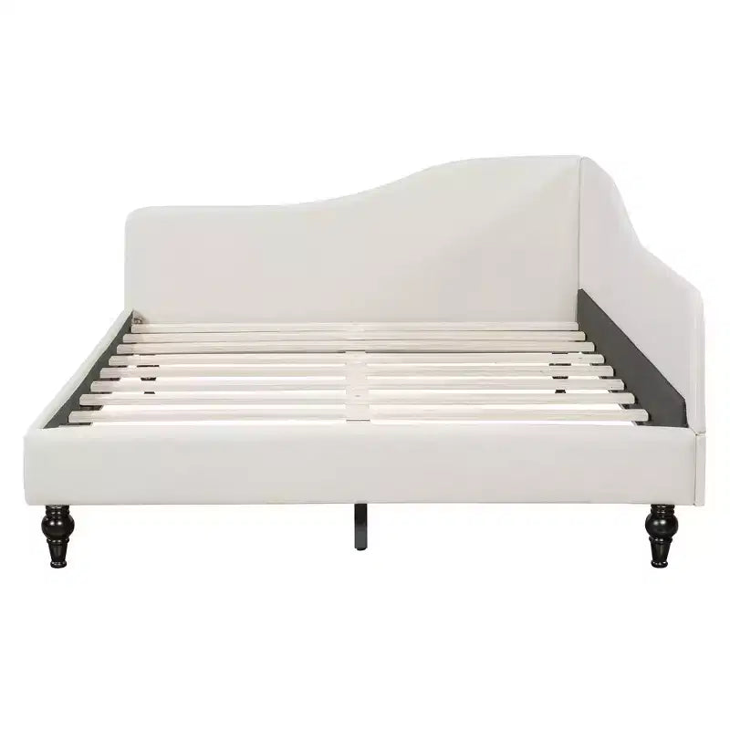 Whisen Stylish L-Shaped Design Solid Wood Legs Linen Daybed – Image 3