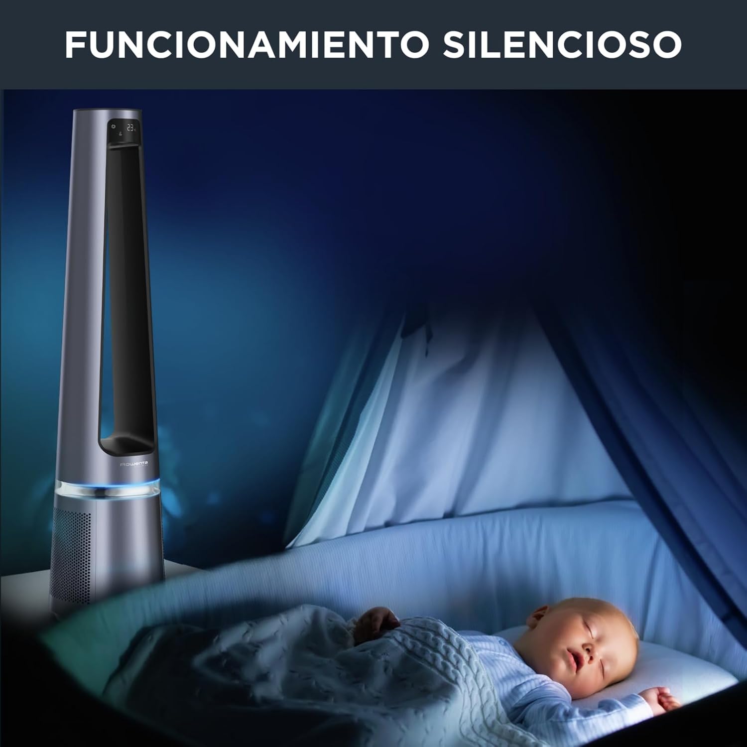 Rowenta Eclipse 2-en-1 Ventilateur purificateur, Ventile et filtre l'air, Particules fines, 32 dB (A), Puissant, Oscillation, 12 vitesses, Minuteur, Départ différé QU5030F0 – Image 7