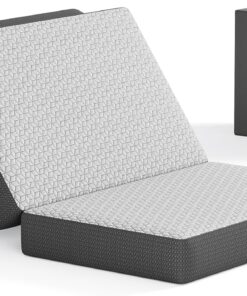 Vesgantti Matelas Pliable 120x190x15 cm avec Sac de Transport, Matelas d’Appoint Adulte en Mousse à Mémoire de Forme Gel, Lit Pliant pour Camping, Voyage, Voiture et Invités, Gris