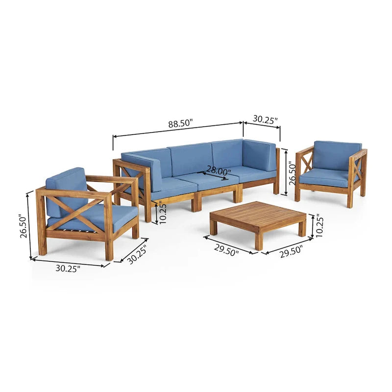 Brava Outdoor Acacia Wood 6-piece Chat Set by Christopher Knight Home – Image 31