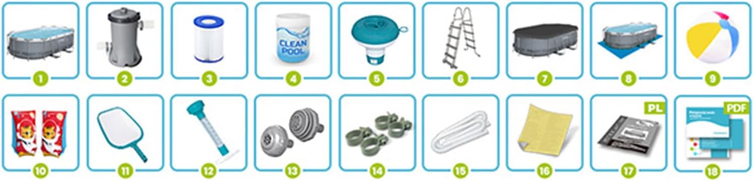 Bestway Power Steel 56088 Kit piscine avec pompe filtrante Gris ovale Bleu 427 x 250 x 100 cm – Image 9