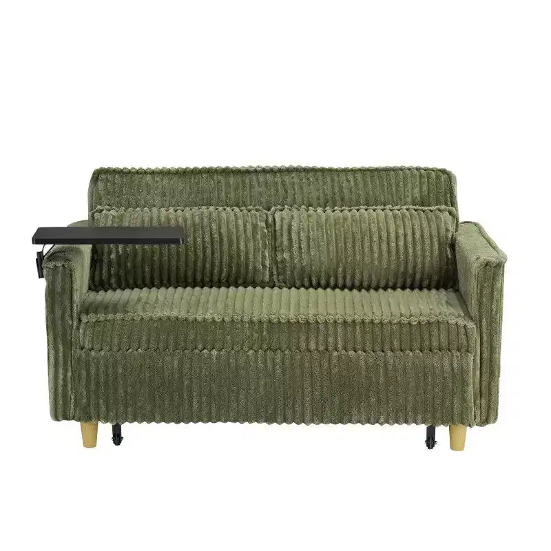 TUYOHW Space-Saving Convertible Sofa,Corduroy Sofa Bed with Movable Tabletop & USB Port,Multi-Functional Loveseat for Living Room – Image 17