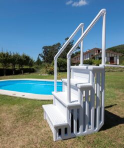 Alternative view of GRE EPE30 - Échelle intérieure antidérapante pour Piscine enterrée, Échelle de sécurité pour Piscine avec 4 marches, synthétique, Couleur Blanche. 80 x 92 x 206 cm
