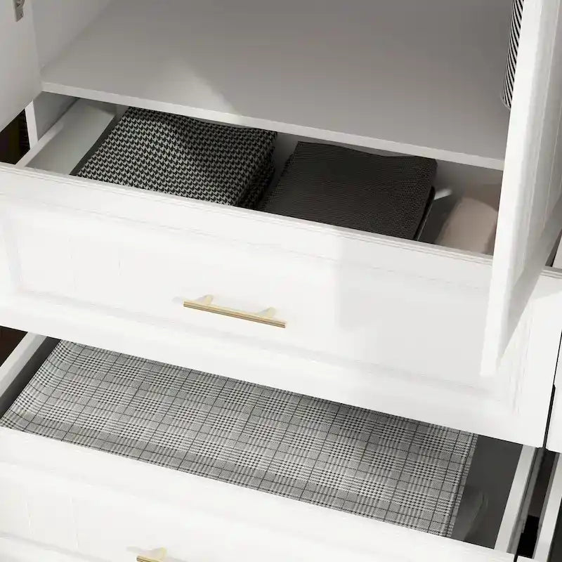 93.9H/74.2H Armoires Wardrobe Closet Cabinet Hanging Drawers Storage – Image 33