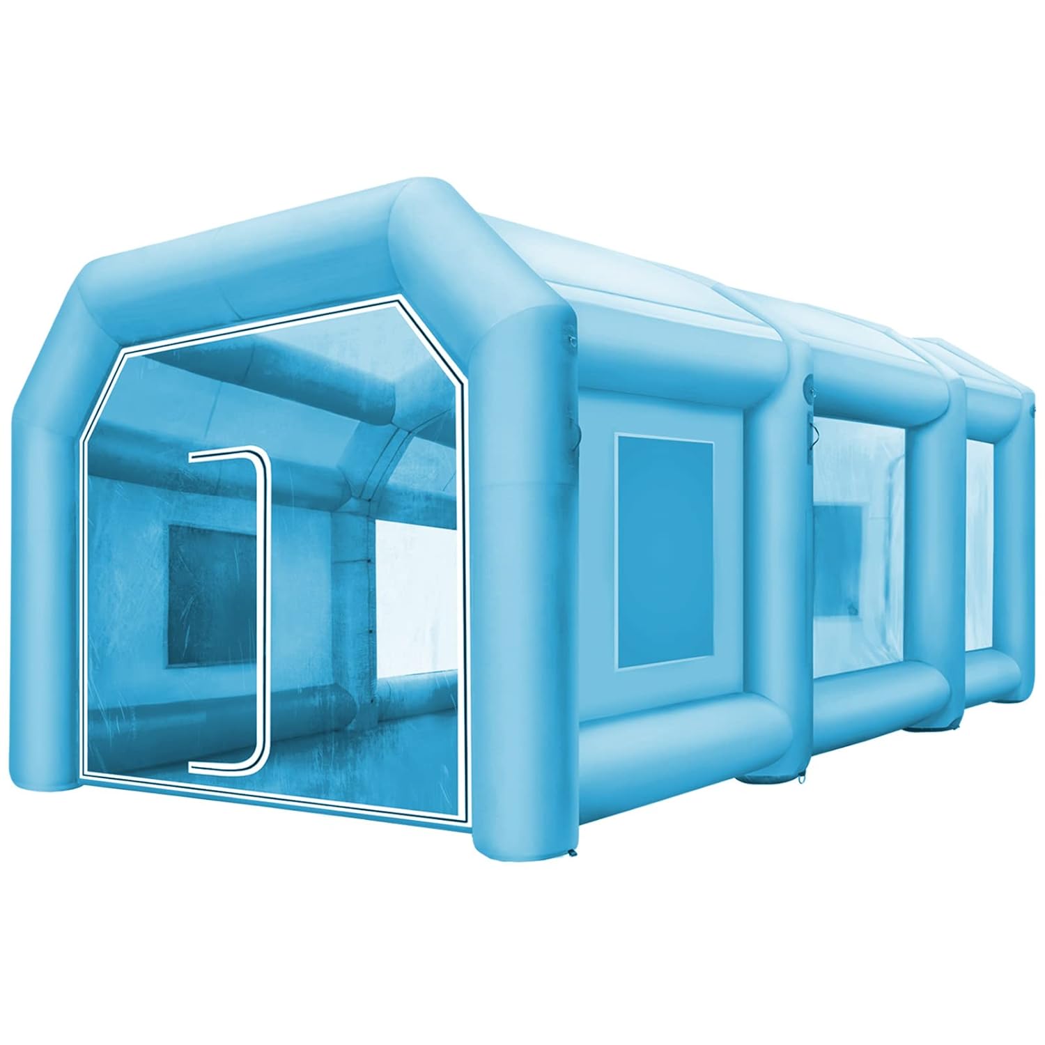 VEVOR Cabine de Peinture Gonflable, 8x4x3 m, Tente Peinture Gonflable Automobile en Tissu Oxford 210 D, avec 2 souffleurs puissants et système de Filtre à air, Station de Travail pour Garage, Atelier