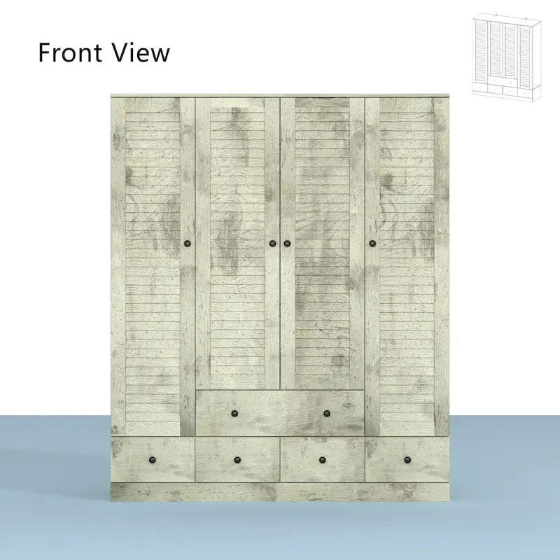 Wardrobe Armoire Closet 59W Large Freestanding Wardrobe Cabinet White – Image 32