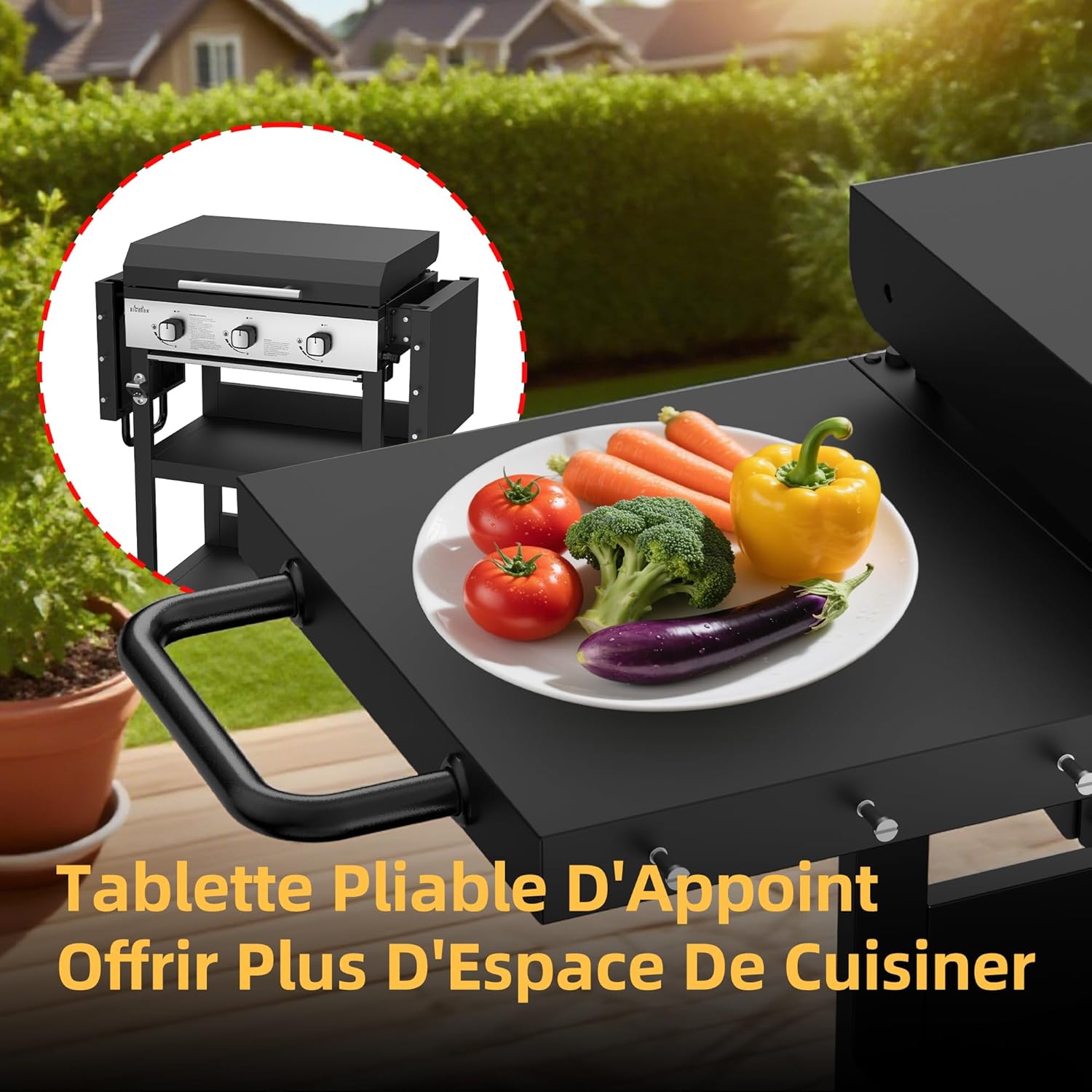 BIGHORN Plancha gaz de 3 brûleurs avec chariot et couvercle;7.2kw – Image 6