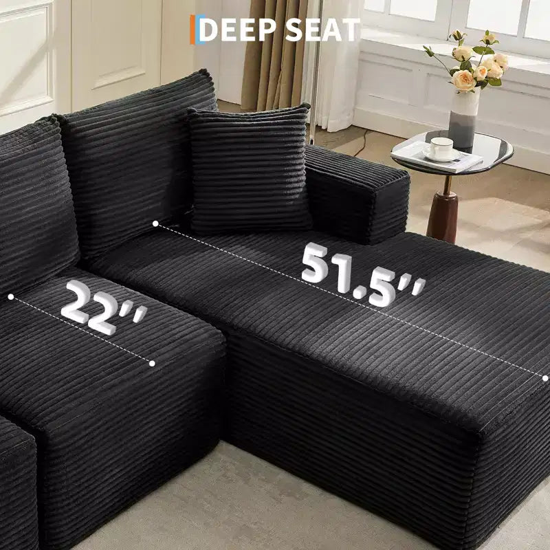 108 Modern Sofa Couch, 3 Seater Upholstered L Shaped Sofa with Pillows, Deep Seat Sofa, No Assembly Required – Image 38