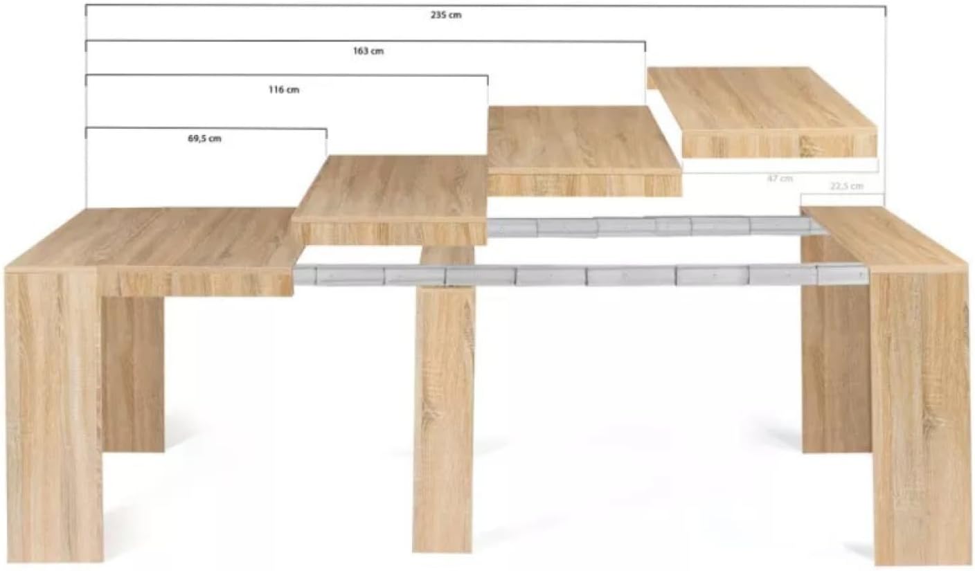 CONCEPT USINE | BELLI - Table Console Extensible en Bois | 2,35 m | Design Moderne | 8 Places avec Extension | Bois Résistant | 75x90x47 cm | Montage Rapide | Parfait pour Salon, Salle à Manger – Image 6