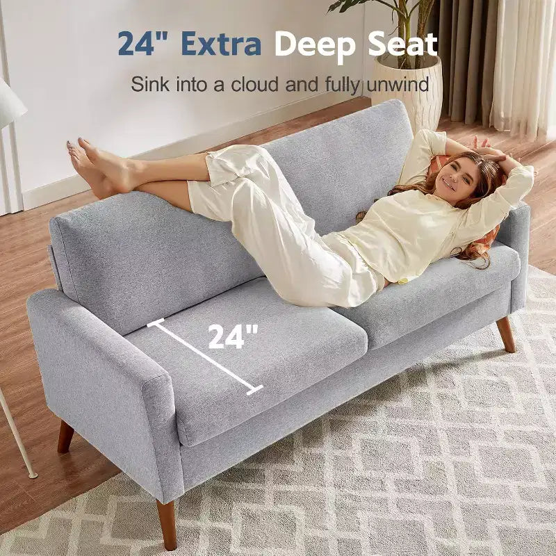 68 Loveseat Sofa Comfy Couch,Modern Loveseat Couches for Living Room/Bedroom,Comfy Sofa with Spring Cushion,Solid Wood,Tool-Free Assembly – Image 31